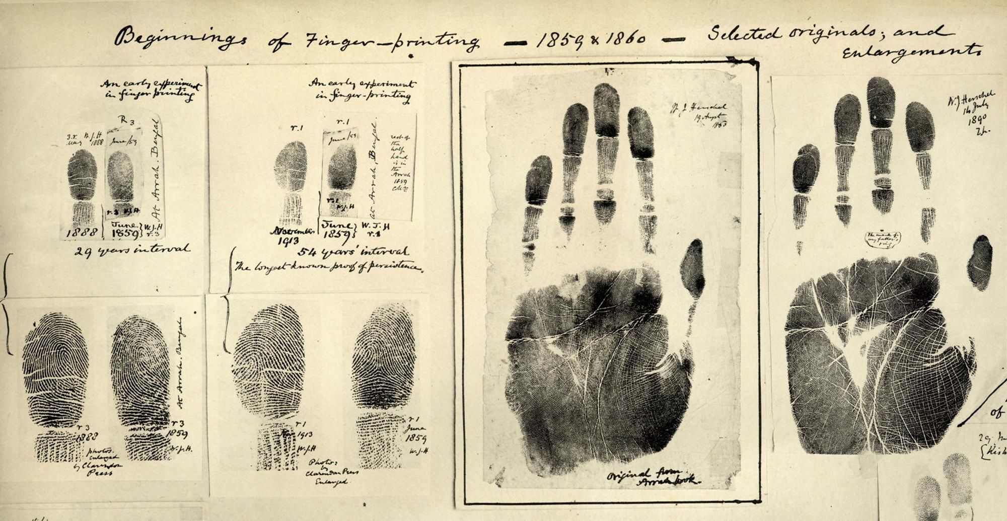 Fingerprints taken by William James Herschel 1859 1860