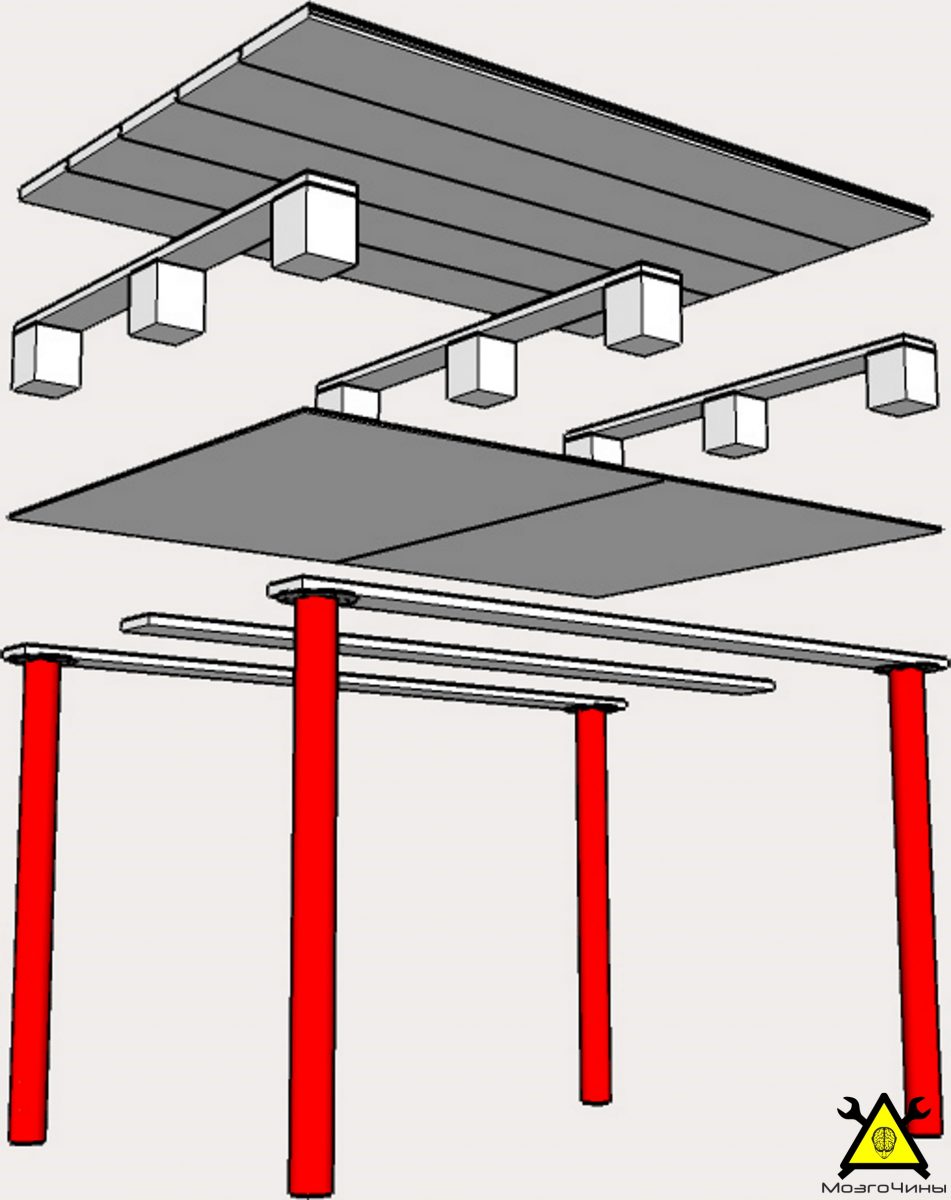 Стол из поддонов схема